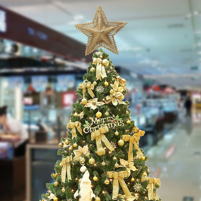 Decorații pentru copaci de vacanță Podoaba cu stea pentru copac de Crăciun Decor pentru copac din metal Ornamente pentru brad de Crăciun Decor pentru copac cu stea roșie