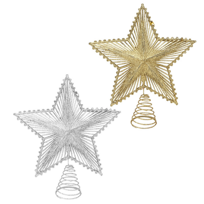 Decorații pentru copaci de vacanță Podoaba cu stea pentru copac de Crăciun Decor pentru copac din metal Ornamente pentru brad de Crăciun Decor pentru copac cu stea roșie