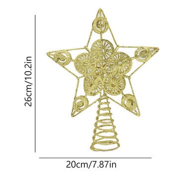 Χριστουγεννιάτικο δέντρο Topper Metal Glittered 3D Star Tree Topper Hollowed Pentagram for Indoor Office στολίδια Χριστουγεννιάτικου δέντρου Πρωτοχρονιά