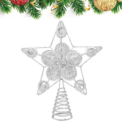 Metalni svjetlucavi vrh božićnog drvca 3D zvjezdani vrh drvca Udubljeni pentagram za unutarnje uredske ukrase božićnog drvca Nova godina