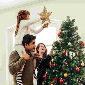 Tree Star Topper Χριστουγεννιάτικο Φωτιστικό Toppersxmas Led Stars Lighted Gold Διακοσμητικά Glitter Vintage Διακόσμηση Μεταλλικά Φωτάκια Δέντρο