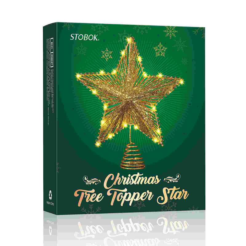 Tree Star Topper Christmas Light Toppersxmas Stele cu LED-uri Decoratiuni aurii luminate Decoratiuni vintage cu sclipici Lumini metalice Varf copac
