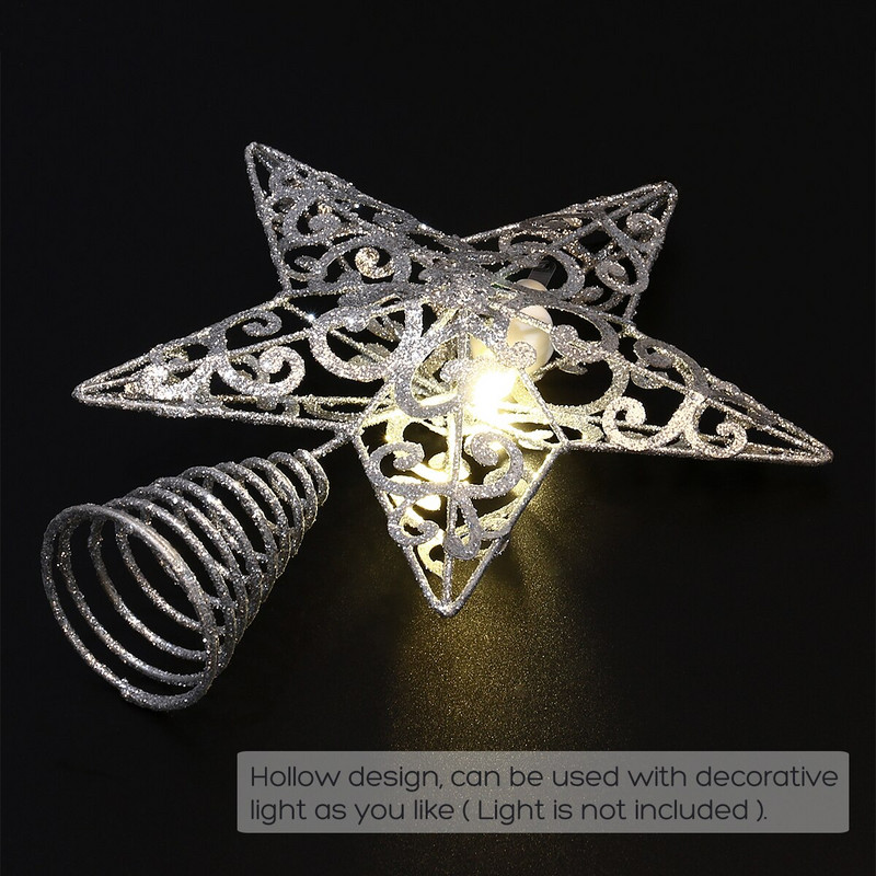 Kalėdų eglutė Kalėdų žvaigždė Viršutiniai apšvietimai Medžių papuošimai Dekoracija Forjuly Kalėdų dekoras Sidabras 