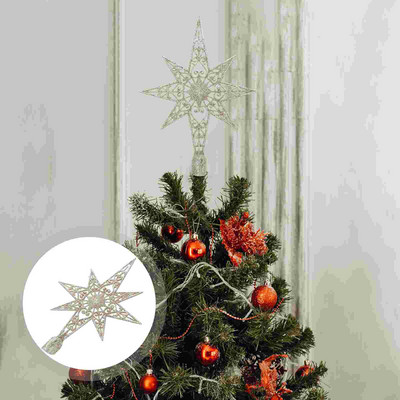 Decor pentru copac stea de Crăciun Ornament de decor pentru copac Home Vintage Glitterpentagram Point Silver Holiday Diy Sparkling