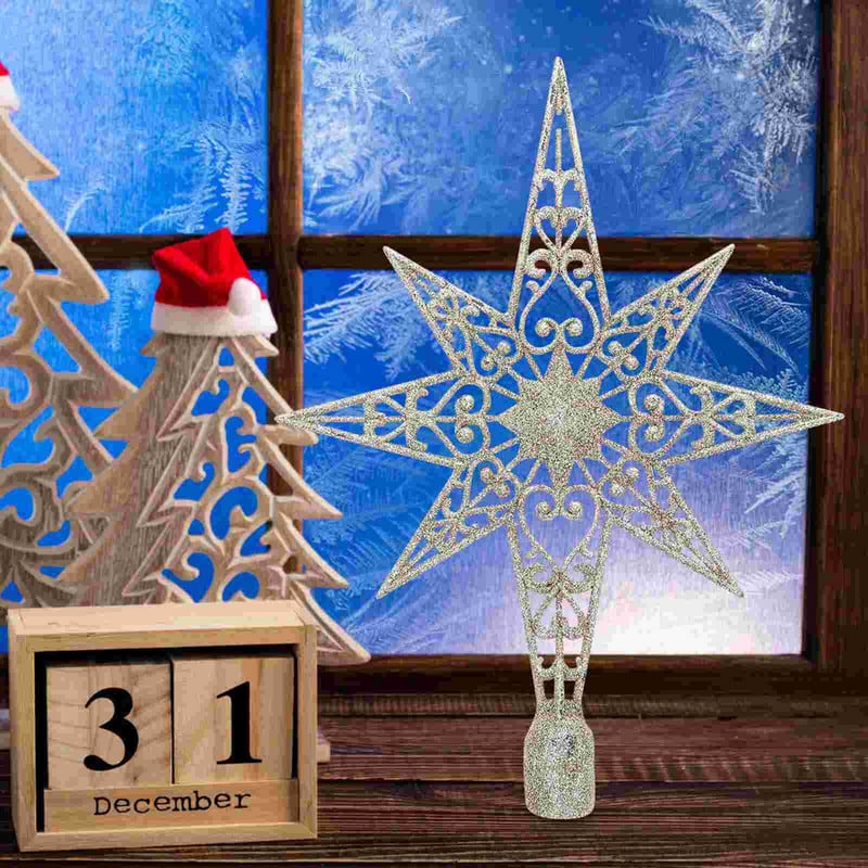 Decor pentru copac stea de Crăciun Ornament de decor pentru copac Home Vintage Glitterpentagram Point Silver Holiday Diy Sparkling