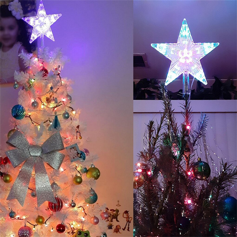 Topper cu stele iluminat multicolor pentru brad de sarbatoare de Craciun Luminos stralucitor Craciun nunta Anul Nou Accesorii vintage