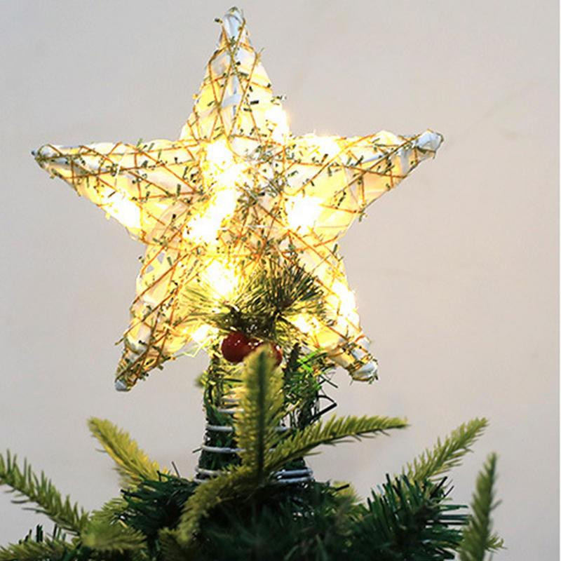 Коледно дърво Top Light Star Tree Topper осветено с LED светлини Plug-in коледно дърво Орнамент за вътрешен офис Коледа