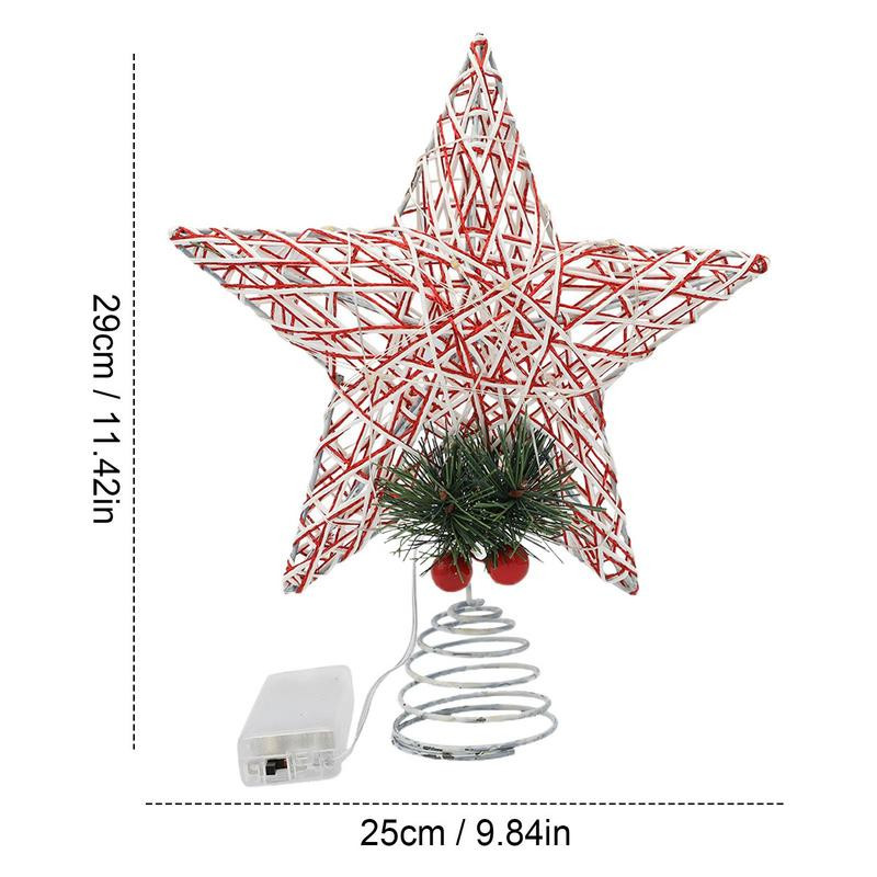 Коледно дърво Top Light Star Tree Topper осветено с LED светлини Plug-in коледно дърво Орнамент за вътрешен офис Коледа