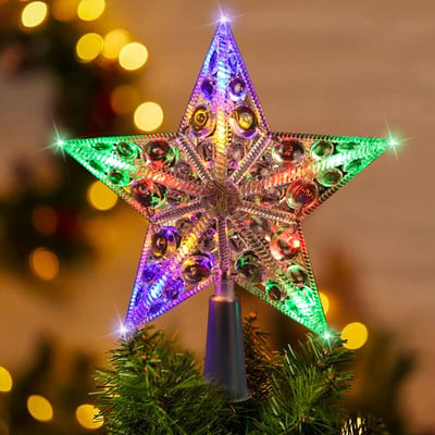 Χριστουγεννιάτικο Δέντρο Star Topper LED Lighted Star Χριστουγεννιάτικο Δέντρο Κορυφή διακόσμηση με μπαταρία Noel Navidad 2023 Χριστουγεννιάτικα ζεστά στολίδια