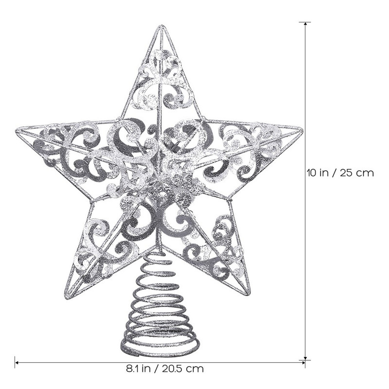 Tree Christmas Star Topperlighted Toppers Puude kaunistused Dekoratsioon juulis Jõulukaunistus Hõbedane 