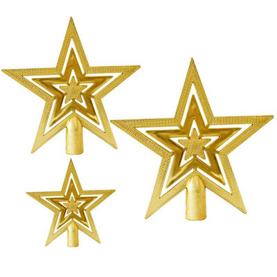 Kalėdų eglutės viršūnės auksinė žvaigždė, skirta eglutės viršūnei, šventinis „pasidaryk pats“ ornamentas, skirtas naudoti viduje ir lauke, nedūžtantis dekoratyvinis medžio lajas
