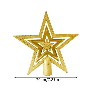 Ziemassvētku eglītes virsotnes zelta zvaigzne koku galotnēm brīvdienu rotājumi, kas paredzēti iekštelpām un āra neplīstošām dekoratīvām koka galotnēm