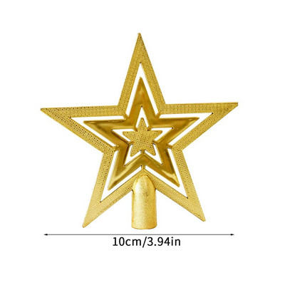 Ziemassvētku eglītes virsotnes zelta zvaigzne koku galotnēm brīvdienu rotājumi, kas paredzēti iekštelpām un āra neplīstošām dekoratīvām koka galotnēm