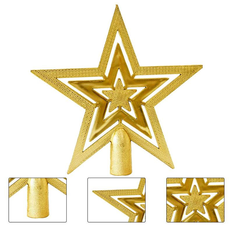 Ziemassvētku eglītes virsotnes zelta zvaigzne koku galotnēm brīvdienu rotājumi, kas paredzēti iekštelpām un āra neplīstošām dekoratīvām koka galotnēm