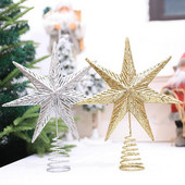 Auksiniai blizgantys Kalėdų eglutės viršūnės žvaigždės kalėdiniai papuošimai eglutei Kalėdų eglutė Top Navidad papuošalai Naujųjų metų dekoras