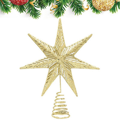 Auksiniai blizgantys Kalėdų eglutės viršūnės žvaigždės kalėdiniai papuošimai eglutei Kalėdų eglutė Top Navidad papuošalai Naujųjų metų dekoras