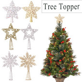 Kuldse sädeleva jõulupuu ladva täht jõulukaunistused litrid õõnsad kiirgused kolmemõõtmelised jõulupuu kaunistused