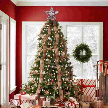 Дърво Коледна звезда Topperlighted Топери Декорации за дървета Декорация Forjuly Коледен декор Сребро