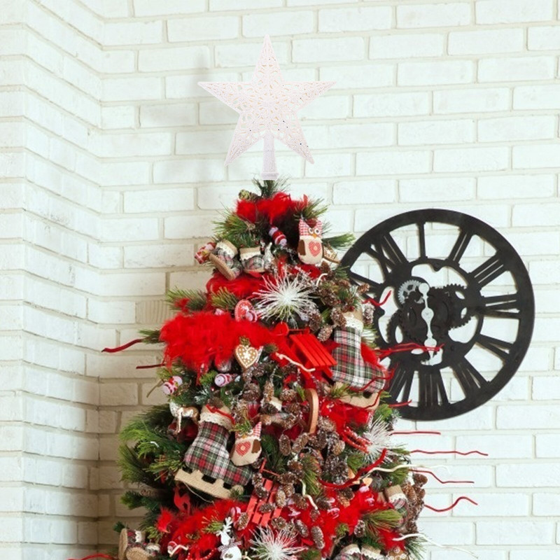 Tree Topper Star Božićni ukras Dekoracija vrhova drvca Vintage Glitteredhome Blagdanska dekoracija Dekoracije Svjetlucave potrepštine za zabavu