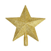 Ukras božićne zvijezde na vrhovima drvca Zlatni ukrasi na vrhu vrha Pet privjesaka s malim svjetlucavim srebrnim zvjezdicama na vrhu