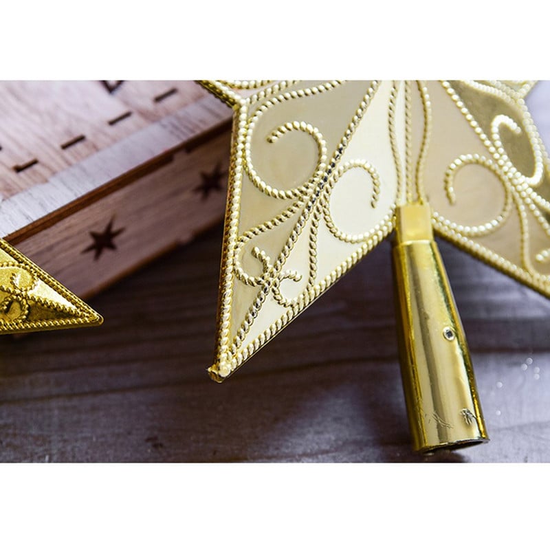 Tree Star Topper Christmas Treetop Decor Pühade sädelev Metal Gloden Home Glitter Festival Ornament Gold Glittered Yule