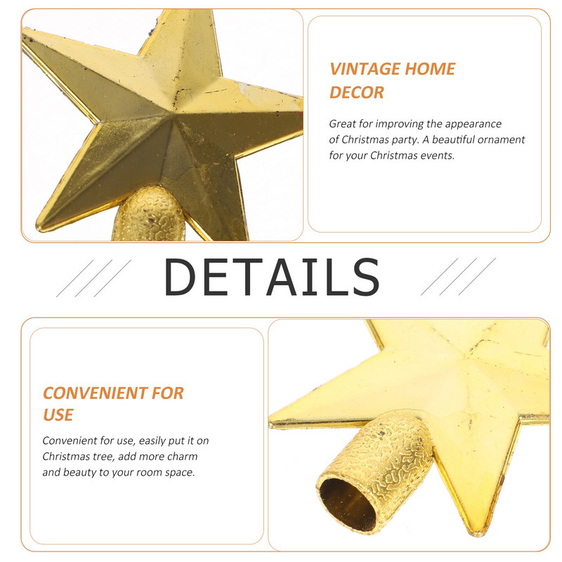 Tree Star Topper Jõulupüha Top Decoration Decor 3D Home Vintage Ornament Mini Star Ornament Hugger Kuld Väike Ornament
