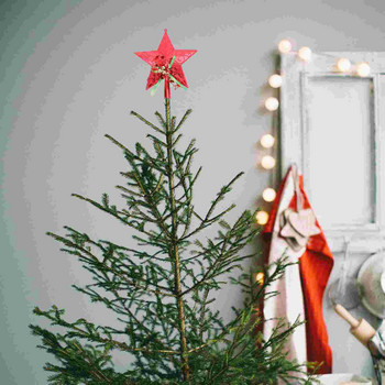 Искряща коледна елха Topper Christmas Star Tree Topper Wire Star Tree Topper Pentagram Tree Topper Glitter Christmas Tree Topper