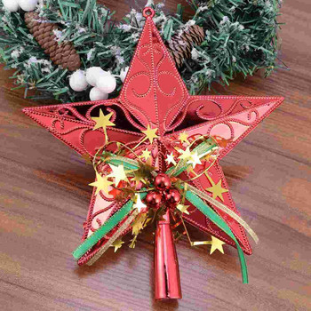 Искряща коледна елха Topper Christmas Star Tree Topper Wire Star Tree Topper Pentagram Tree Topper Glitter Christmas Tree Topper