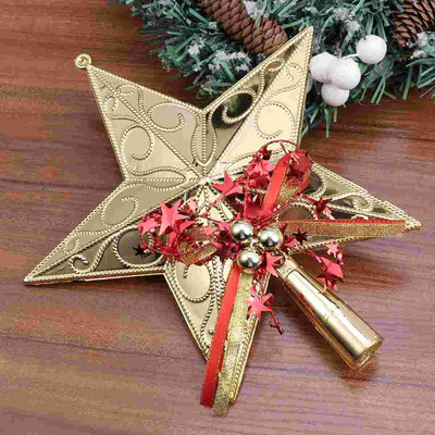 Искряща коледна елха Topper Christmas Star Tree Topper Wire Star Tree Topper Pentagram Tree Topper Glitter Christmas Tree Topper