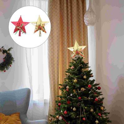 Искряща коледна елха Topper Christmas Star Tree Topper Wire Star Tree Topper Pentagram Tree Topper Glitter Christmas Tree Topper