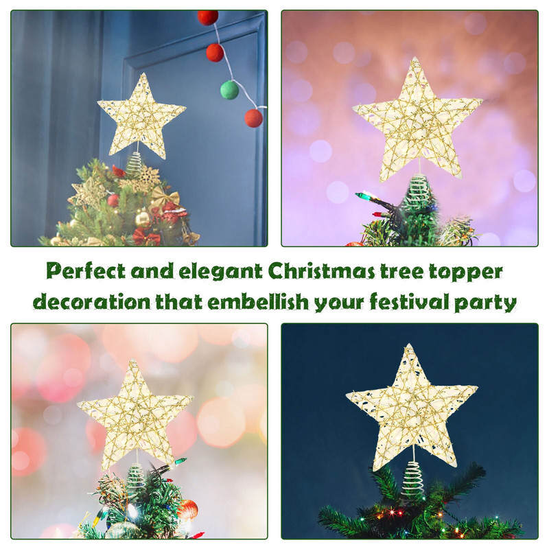 Δέντρο Topper Χριστουγεννιάτικο Αστέρι Χριστουγεννιάτικο Αστέρι Χριστουγεννιάτικο Διακόσμηση Κορυφαία έλκηθρα Φωτάκια δέντρου Διακοσμητικά με φωτιστικό γκλίτερ Διακοσμητικά με καλώδιο