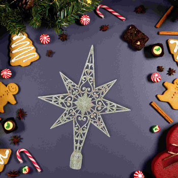 Tree Star Χριστουγεννιάτικο Topper Χριστουγεννιάτικο Διακόσμηση Δέντρο Στολίδι για το σπίτι Vintage Glitterpentagram Point 8 Silver Holiday Diy