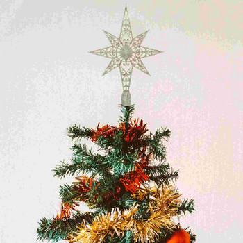 Дърво звезда Коледна горна част Коледна украса Treetop Decor Ornament Home Vintage Glitterpentagram Point 8 Silver Holiday Направи си сам