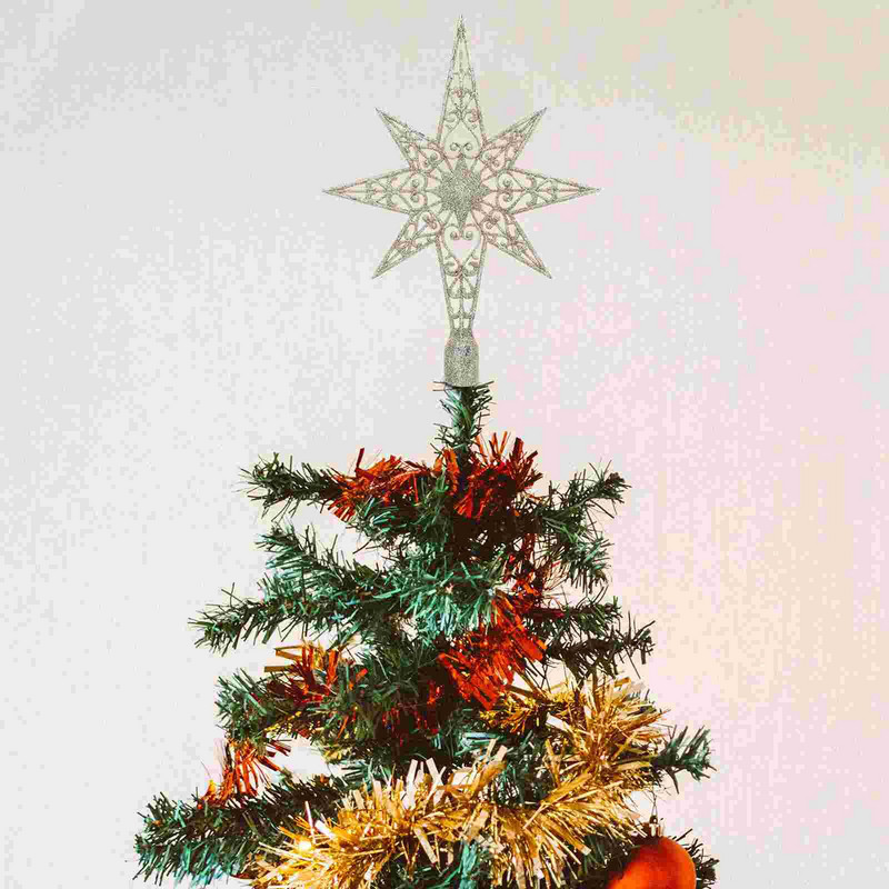 Tree Star Christmas Topper Božićni ukras Treetop Decor Ornament Home Vintage Glitterpentagram Point 8 Silver Blagdanski Diy