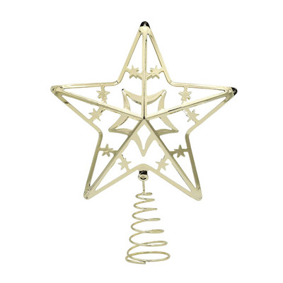 Издълбани орнаменти за върха на коледната елха Звезди Декоративни реквизити Метални коледни декорации за върхове на дърво за фестивал на закрито Зимна ваканция
