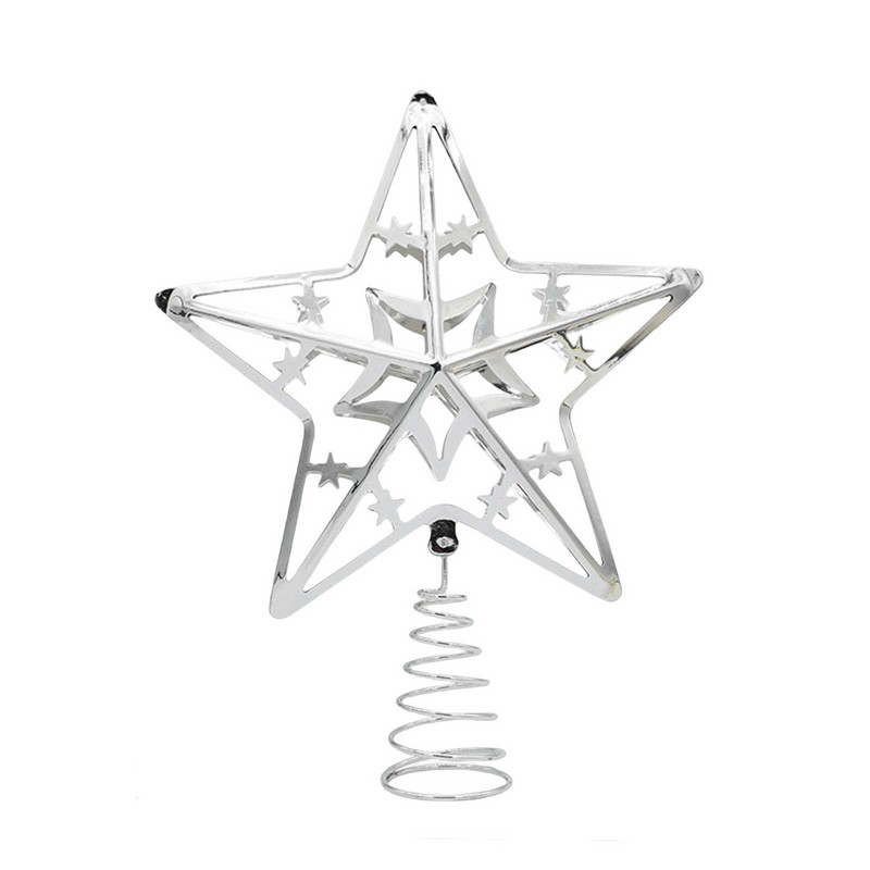 Издълбани орнаменти за върха на коледната елха Звезди Декоративни реквизити Метални коледни декорации за върхове на дърво за фестивал на закрито Зимна ваканция