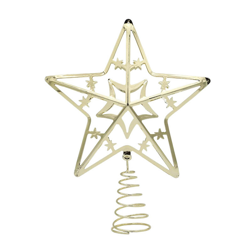 Издълбани орнаменти за върха на коледната елха Звезди Декоративни реквизити Метални коледни декорации за върхове на дърво за фестивал на закрито Зимна ваканция