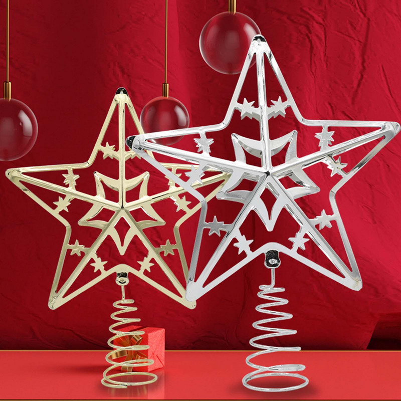 Издълбани орнаменти за върха на коледната елха Звезди Декоративни реквизити Метални коледни декорации за върхове на дърво за фестивал на закрито Зимна ваканция