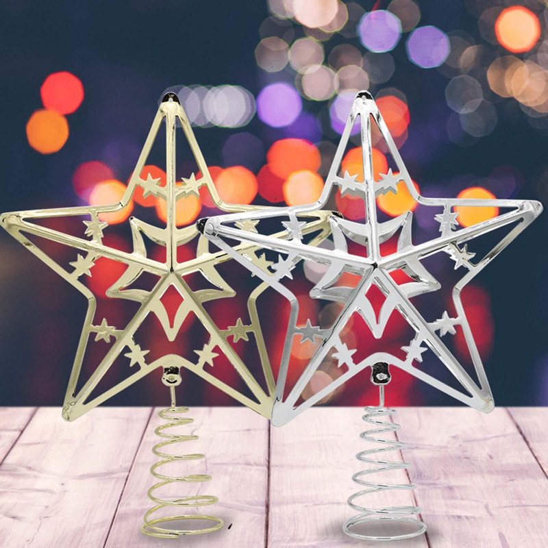 Издълбани орнаменти за върха на коледната елха Звезди Декоративни реквизити Метални коледни декорации за върхове на дърво за фестивал на закрито Зимна ваканция