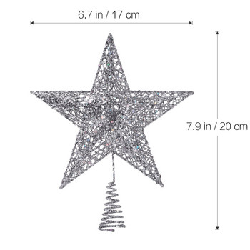 Χριστουγεννιάτικο δέντρο 7,9 ιντσών Star Topper Χριστουγεννιάτικο Διακόσμηση Glittered Tree- Star Metal 5 Point Star Treetop for Christmas Tree (