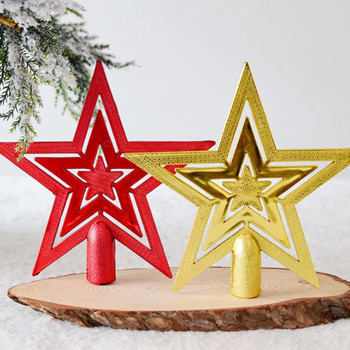 Χρυσό/Κόκκινο μενταγιόν 10cm Πλαστικό Διακόσμηση σπιτιού Χριστουγεννιάτικο Δέντρο Στολίδι Χριστουγεννιάτικο μενταγιόν με πέντε άκρα αστέρια