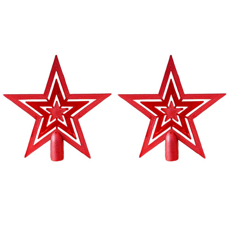 Zlatni/crveni privjesak 10 cm plastični ukrasi za božićno drvce Petokraka zvijezda ukrasni božićni privjesak