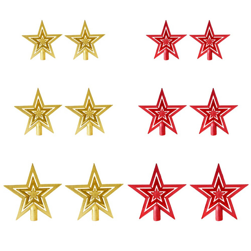 Zlatni/crveni privjesak 10 cm plastični ukrasi za božićno drvce Petokraka zvijezda ukrasni božićni privjesak