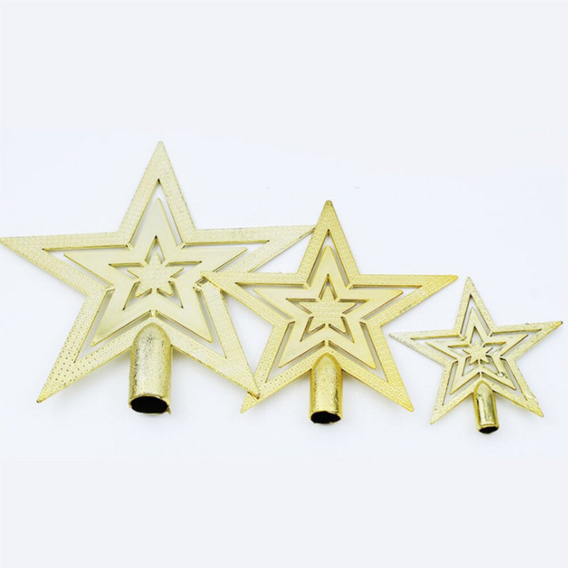 Zlatni/crveni privjesak 10 cm plastični ukrasi za božićno drvce Petokraka zvijezda ukrasni božićni privjesak