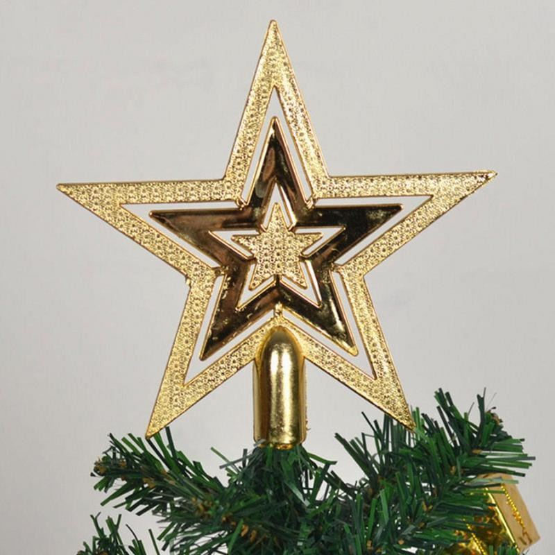 Ziemassvētku eglītes augšējā piecstaru zvaigzne Ziemassvētku eglīšu galotņu rotājumi sequins dobi starojums trīsdimensiju Natal Tree top zvaigzne