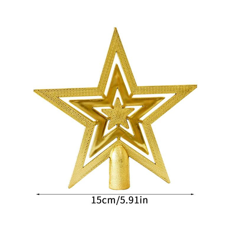 Ziemassvētku eglītes augšējā piecstaru zvaigzne Ziemassvētku eglīšu galotņu rotājumi sequins dobi starojums trīsdimensiju Natal Tree top zvaigzne