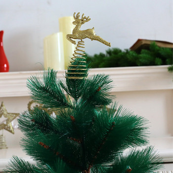 Блестяща коледна звезда Топпер за дърво Златна Коледна звезда Любов Елк Пентаграм Светещ кух Топпер за дърво за парти декорации
