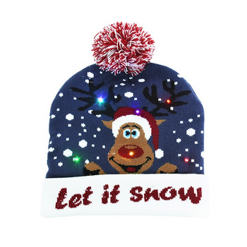 LED Коледна шапка Пуловер Плетена шапка Коледна светеща плетена шапка Коледен подарък за деца Коледа 2023 Новогодишна украса