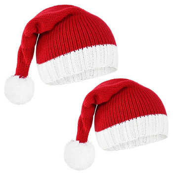 2022 Плетена коледна шапка Сладък помпон Възрастно дете Мека шапка Шапка на Дядо Коледа Новогодишно парти Детски подарък Navidad Natal Noel Decoration