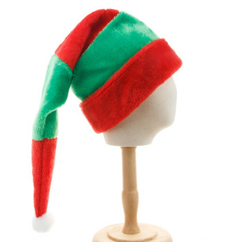 Плюшена коледна шапка с червено зелено райе Фестивално парти декорация Шапка на елф Шапка с клоун Коледен декор